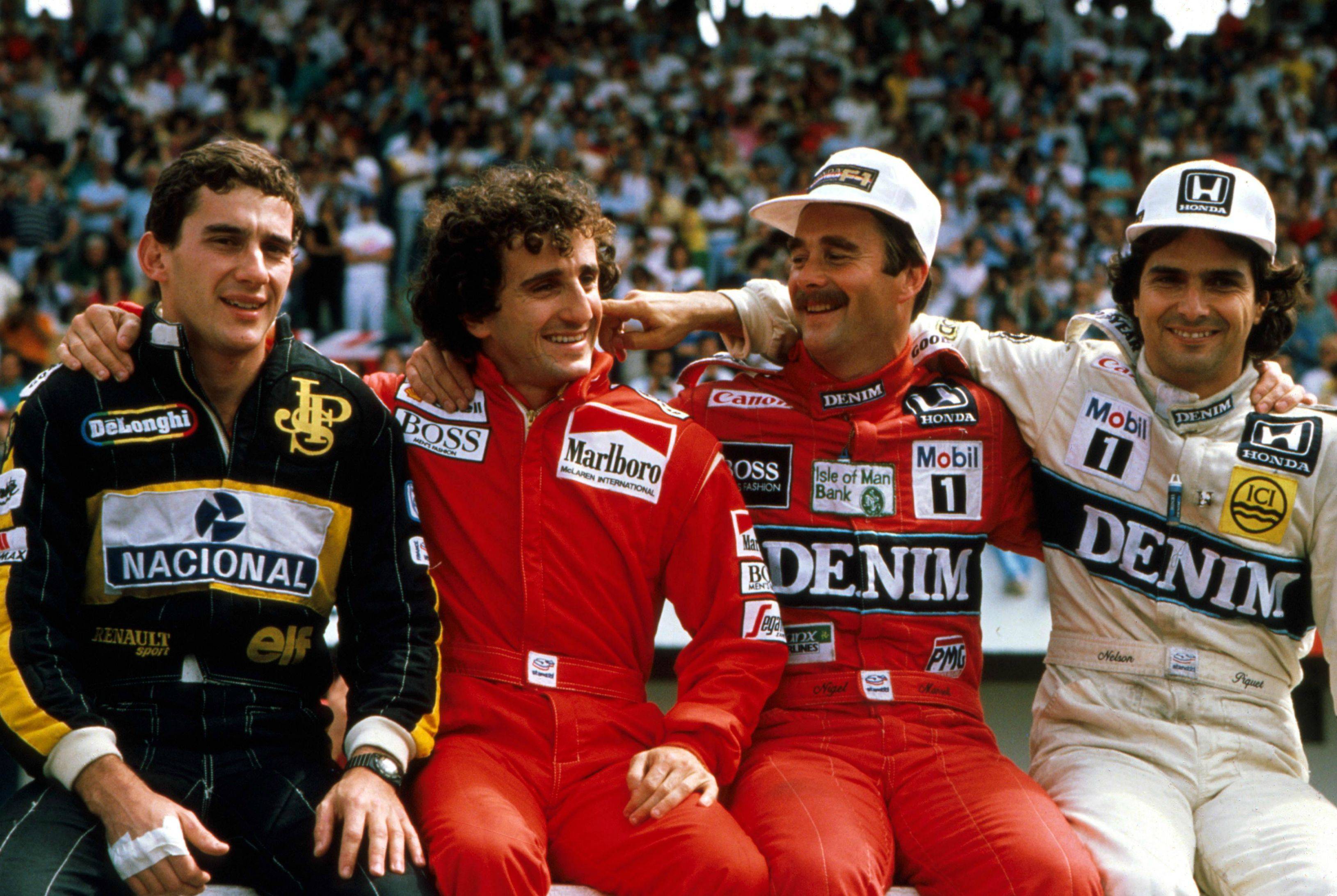 Ayrton Senna, Alain Prost, Nigel Mansell e Nelson Piquet
