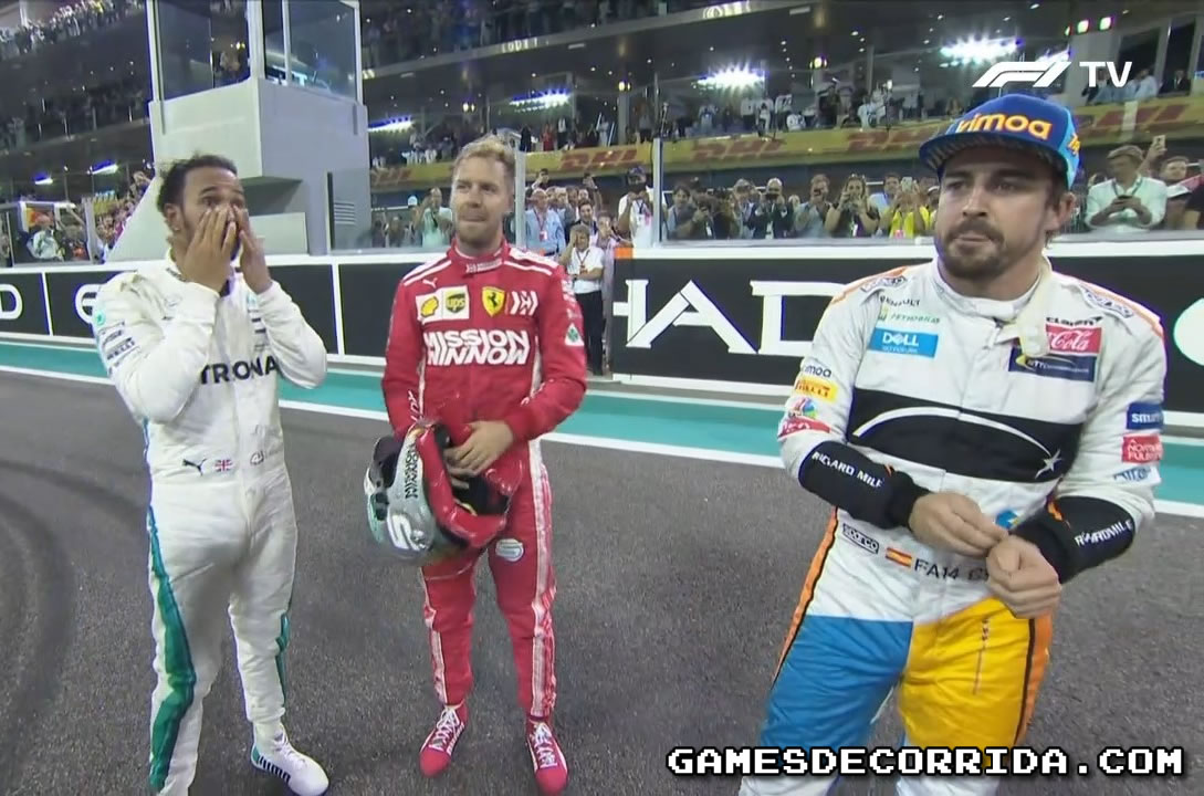 Hamilton, Vettel e Alonso em Abu Dhabi 2018